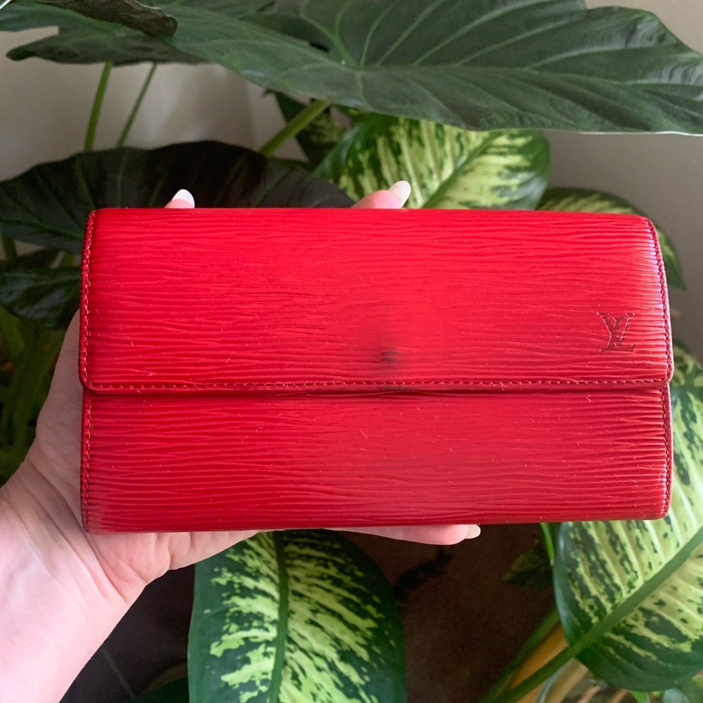 Louis Vuitton red Epi leather wallet